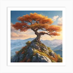 Lone Tree On Top Of Mountain 61 Art Print