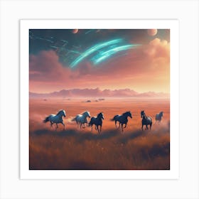 Horses In Space 1 Art Print