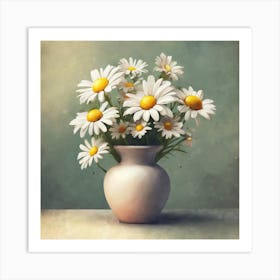 Daisy Flowers Vase Art Print 1 Art Print