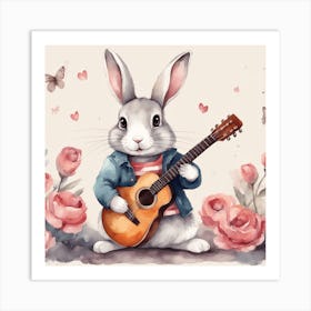 Bunny With Guitar Art Print