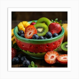 Watermelon In A Bowl Art Print