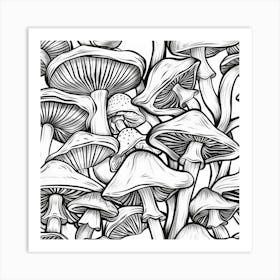 Seamless Pattern Of Mushrooms Art Print