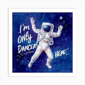 Astronaut in the Space Watercolor Painting Art Print