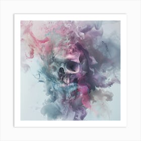 Skull In Smoke Art Print