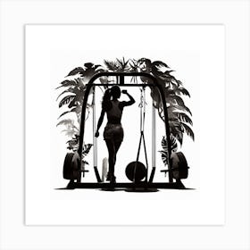 Silhouette Of A Woman At The Gym 3 Art Print