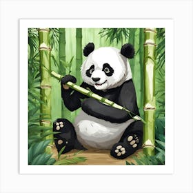 Panda Bear In The Bamboo Forest Art Print