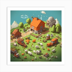 Farm In The Countryside 1 Art Print