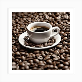 Coffee Cup On Coffee Beans 12 Art Print