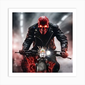 Skeleton On A Motorcycle Art Print