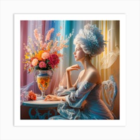 Profile Of Elegance Still Life With Flowers (3) Art Print