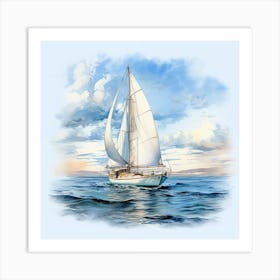 Sailing Boat On Calm Waters Art Print