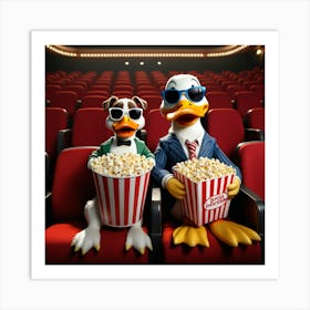 Two Dogs At The Movies Art Print