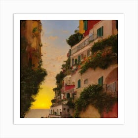 Sunset On Positano Art Print