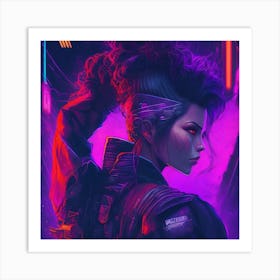 Cyberpunk lady Art Print