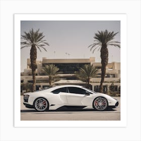 White Lamborghini Art Print