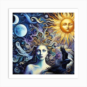 Sun And The Moon 5 Art Print