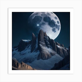 Full Moon Over Mountains 1 Art Print