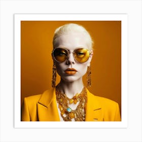 Portrait Of A Woman In Sunglasses Art Print