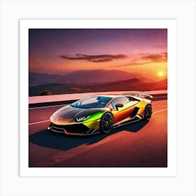 Rainbow Lamborghini Art Print