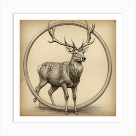 Deer In A Circle Art Print