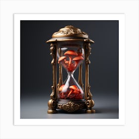 Hourglass With Mushrooms Art Print