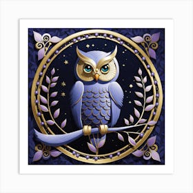 Owl On A Branch 2 Art Print