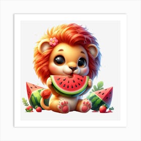 Watermelon Lion Art Print