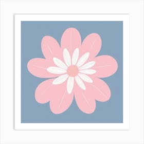 A White And Pink Flower In Minimalist Style Square Composition 232 Art Print