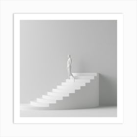 Person Walking Up The Stairs Art Print