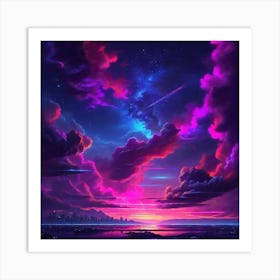 Leonardo Diffusion Xl Sky In Light Neon Night 0 Art Print