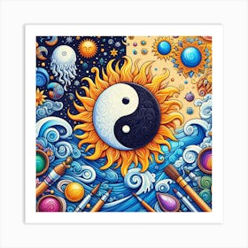 Yin Yang sun and moon 2 Art Print