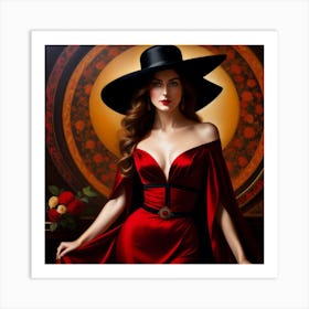 Lady In Red 2 Art Print
