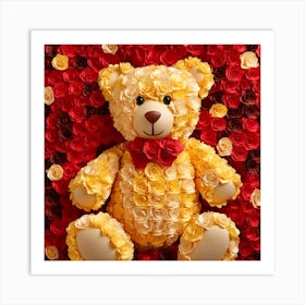 Teddy Bear With Roses 11 Art Print