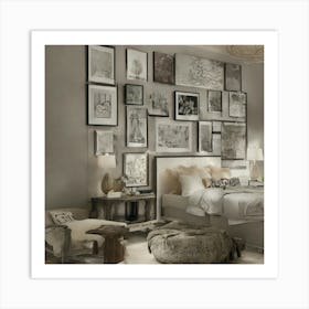 Bedroom With Framed Pictures Art Print