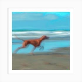 Dog Running On The Beach 3 Art Print