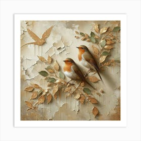 Birds On A Branch 1 Art Print