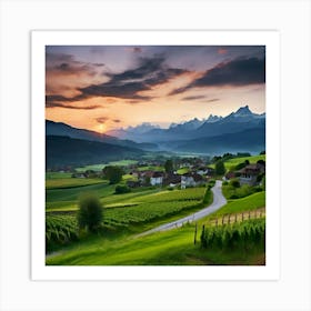 Sunset In Switzerland 2 Art Print