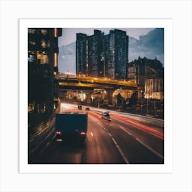 Cityscape At Dusk 3 Art Print