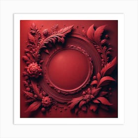 Red Floral Frame Art Print