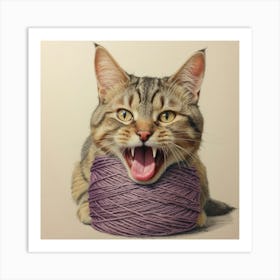 Cat With A Ball Of Yarn 2 Art Print