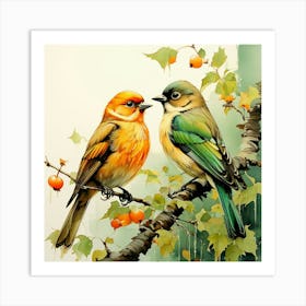 Birds On A Branch Art Print