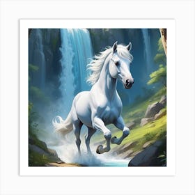 White Horse In The Forest Art Print