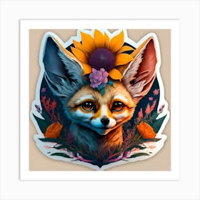 Fox With Flowers 8 Art Print