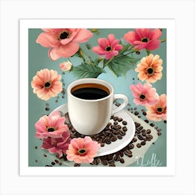 Coffee and Flowers for Breakfast - Art Print Art Print