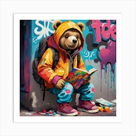 Teddy Bear Reading Art Print