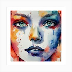 Watercolor Of A Woman'S Face 4 Art Print