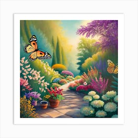 into the garden : Butterfly Garden Art Print