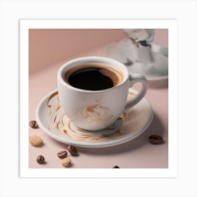 Coffee Cup With Coffee Beans 1 Art Print