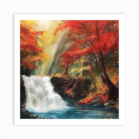 Waterfall Painting Art Print