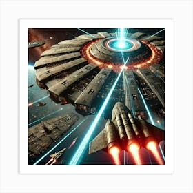 Converted Futuristic Space Battle Scene Art Print